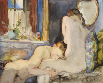 Nu œuvres - LES LOVERS Konstantin Somov sexuelle nue nue